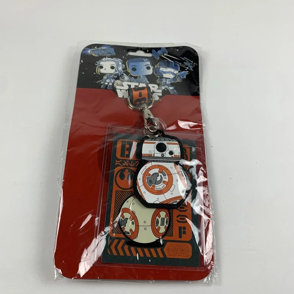 Disney Star Wars White BB-8 Droid Lanyard with ID Badge Holder Keychain 6170‎